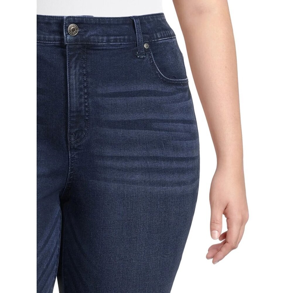 Terra & Sky Women Plus Size Skinny Jeans, Size 26W, Petite, High Rise, Dark Blue - Picture 4 of 4